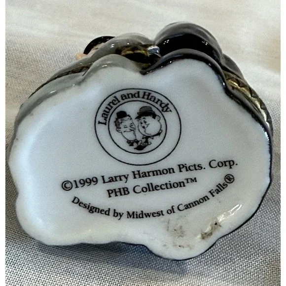 Laurel & Hardy Porcelain‎ Trinket Box W/ Hat And Marbles 1999 - Picture 6 of 8